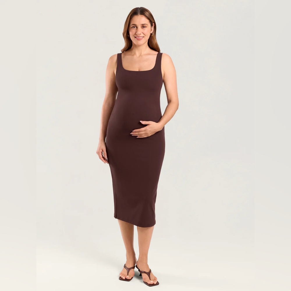 Natrelax® Bodycon Maternity Midi Dress - Back Slit